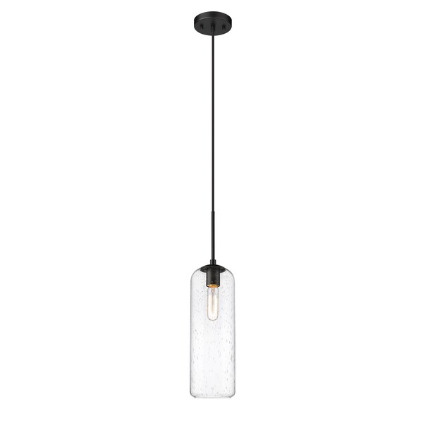 Monty 1 Light Pendant, Matte Black And Seedy